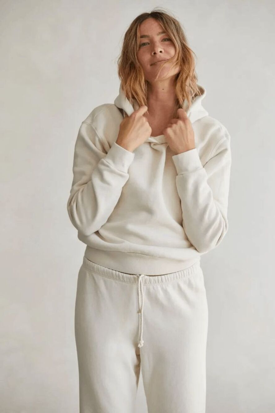PerfectWhiteTee Sugar Off-White Fleece Pullover Heart Hoodie Women's Size XS